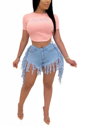 (Only Short Pants)2022 Styles Women Fashion INS Styles Jeans Tassel Short Pants