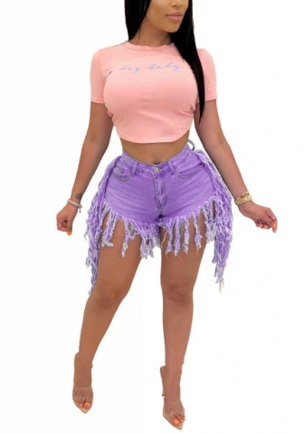 (Only Short Pants)2022 Styles Women Fashion INS Styles Jeans Tassel Short Pants