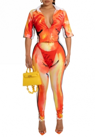 2022 Styles Women Fashion INS Styles Print Two Piece Suit