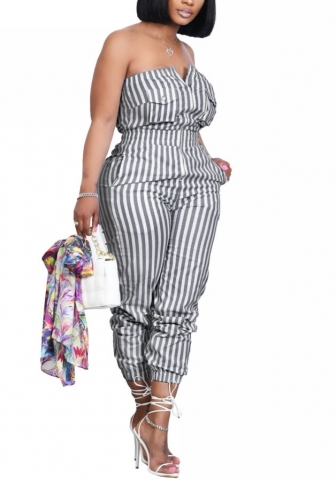 2022 Styles Women Fashion INS Styles Striped Tube Jumpsuit