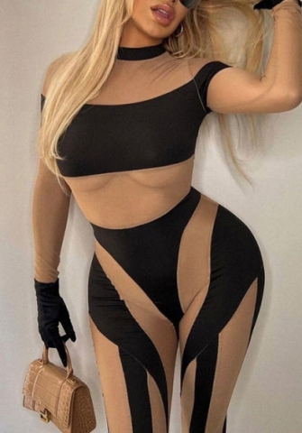 2022 Styles Women Fashion INS Styles Mesh Long Sleeve Jumpsuit