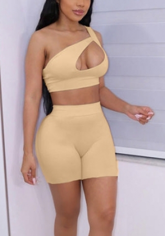 2022 Styles Women Fashion INS Styles Solid Color Cut Out Short Two Piece Suit
