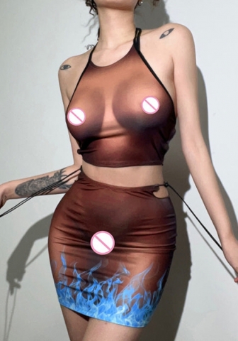 (Real Image)2022 Styles Women Fashion INS Styles Print Two Piece Suit Dress