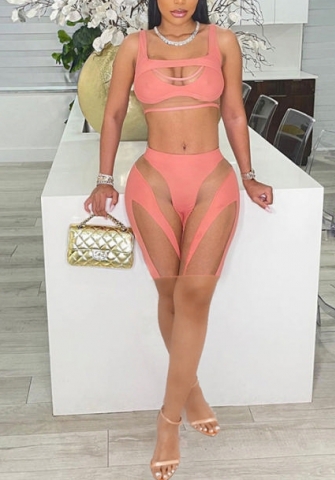 (Real Image)2022 Styles Women Fashion INS Styles Mesh Short Two Piece Suit
