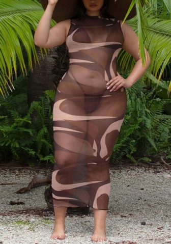 (Real Image)2022 Styles Women Fashion INS Styles Summer Print  Sleeveless  Maxi Dress