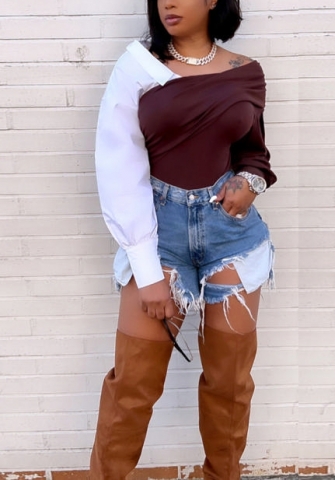 (Real Image)2022 Styles Women Fashion INS Styles Contrast Color Shirts