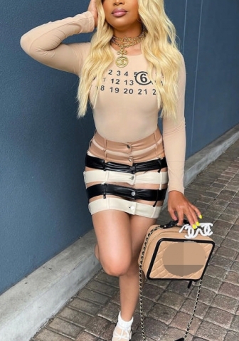 (Real Image)2022 Styles Women Fashion INS Styles Print Long Sleeve Bodysuit