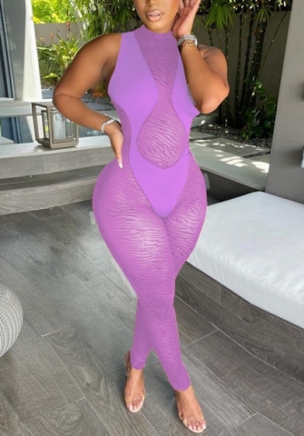 (Real Image)2022 Styles Women Fashion INS Styles Mesh Sleeveless Jumpsuit