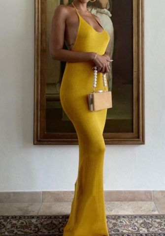 (Real Image)2022 Styles Women Fashion INS Styles Summer Backless Maxi Dress