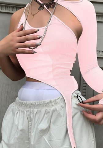 2022 Styles Women Fashion INS Styles Irregular Long Sleeve Tee