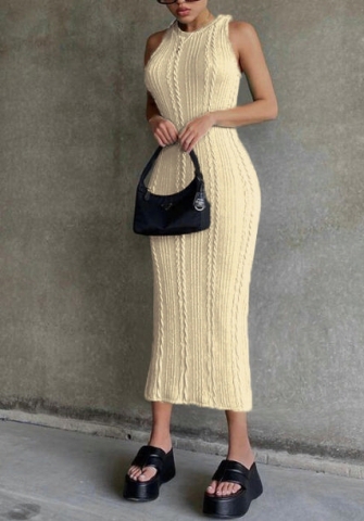 (Real Image)2022 Styles Women Fashion INS Styles Summer Rib Maxi Dress