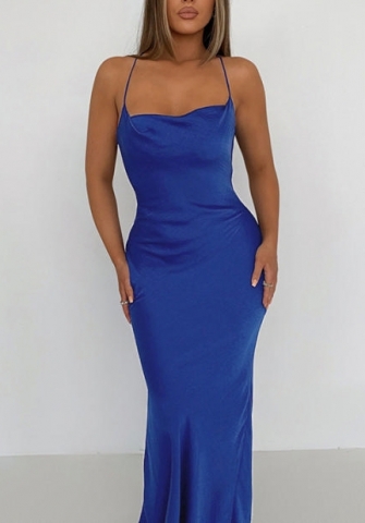 (Real Image)2022 Styles Women Fashion INS Styles Solid Color Classic Summer Maxi Dress