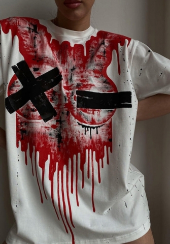 2022 Styles Women Fashion INS Styles Print Short Sleeve Tee Dress