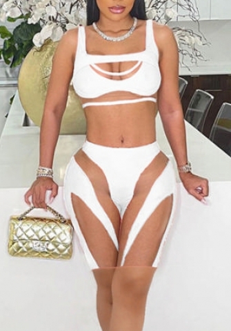2022 Styles Women Fashion INS Styles Mesh Short Two Piece Suit