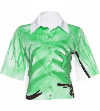 (Real Image)2022 Styles Women Fashion INS Styles Print Short Sleeve Shirts