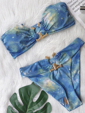 (Real Image)2022 Styles Women Fashion INS Styles Tube Diamonds Bikini Set