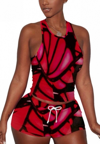 2022 Styles Women Fashion INS Styles Print Short Two Piece Suit