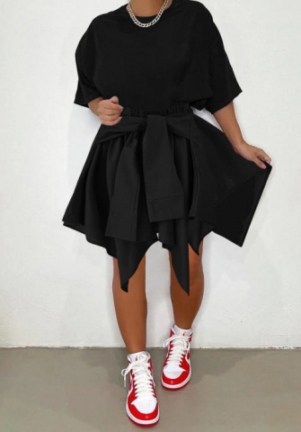 (Only Bottom)(Real Image)2022 Styles Women Fashion INS Styles Solid Color Cotton Irregular Skrits