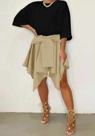 (Only Bottom)(Real Image)2022 Styles Women Fashion INS Styles Solid Color Cotton Irregular Skrits