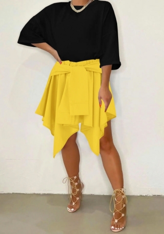 (Only Bottom)(Real Image)2022 Styles Women Fashion INS Styles Solid Color Cotton Irregular Skrits