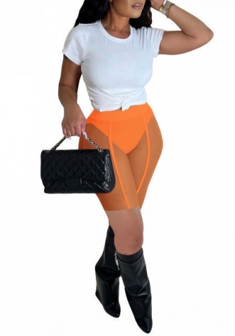 (Only Bottom)2022 Styles Women Fashion INS Styles Solid Color Mesh Short Pants