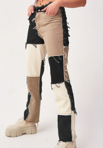 (Real Image)2022 Styles Women Fashion INS Styles Jeans Contrast Color Long Pants