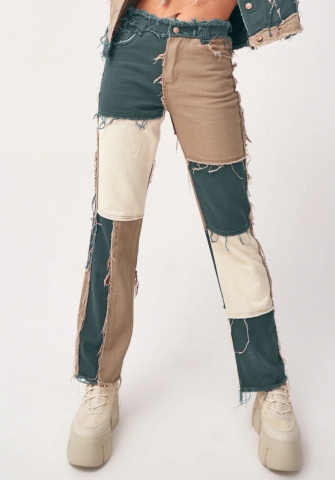 (Real Image)2022 Styles Women Fashion INS Styles Jeans Contrast Color Long Pants