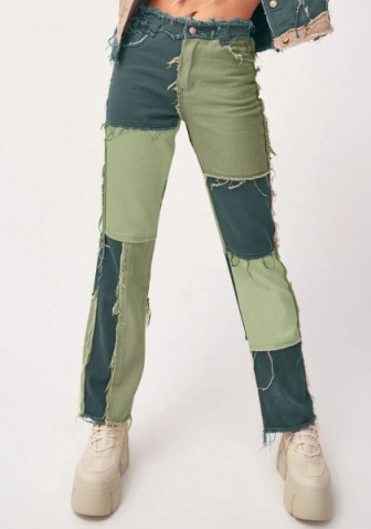 (Real Image)2022 Styles Women Fashion INS Styles Jeans Contrast Color Long Pants