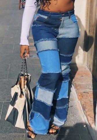 (Real Image)2022 Styles Women Fashion INS Styles Jeans Contrast Color Long Pants