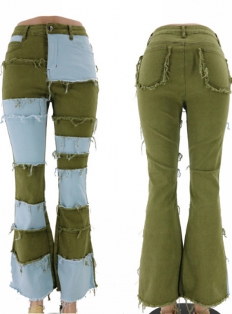 (Real Image)2022 Styles Women Fashion INS Styles Jeans Contrast Color Long Pants