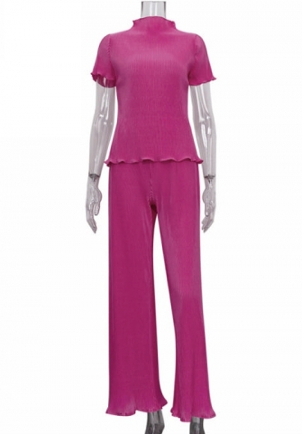 (Real Image)2022 Styles Women Fashion INS Styles Rib Solid Color Two Piece Suit