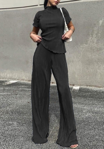 2022 Styles Women Fashion INS Styles Rib Solid Color Two Piece Suit
