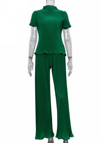 (Real Image)2022 Styles Women Fashion INS Styles Rib Solid Color Two Piece Suit