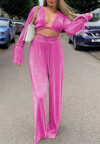 2022 Styles Women Fashion INS Styles Loose Rib Solid Color Two Piece Suit