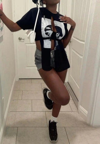 (Real Image)2022 Styles Women Fashion INS Styles Print Short Sleeve Tee