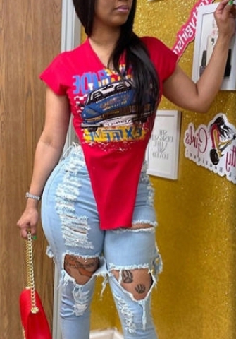 2022 Styles Women Fashion INS Styles Print Tee