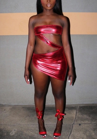 2022 Styles Women Fashion INS Styles PU Cut Out Club Dress