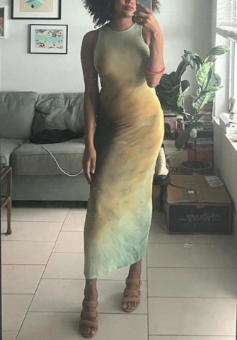 (Real Image)2022 Styles Women Fashion INS Styles Print Maxi Dress