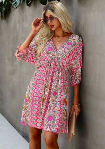 (Real Image)2022 Styles Women Fashion INS Styles Print Bohemian Mini Dress