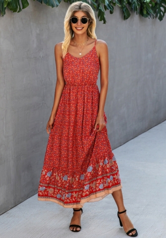 (Real Image)2022 Styles Women Fashion INS Styles Floral Bohemian Maxi Dress