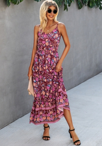 (Real Image)2022 Styles Women Fashion INS Styles Floral Bohemian Maxi Dress