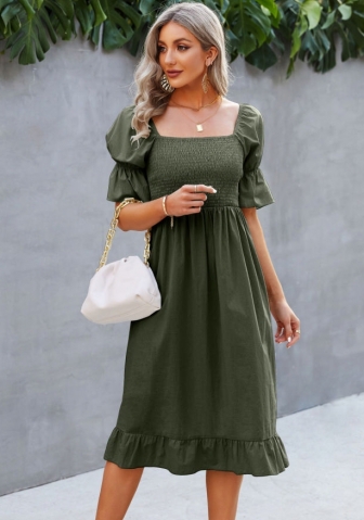 (Real Image)2022 Styles Women Fashion INS Styles Solid Color Bohemian Midi Dress