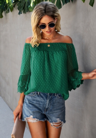 (Real Image)2022 Styles Women Fashion INS Styles Offf Shoulder Lace Shirts