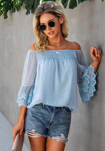 (Real Image)2022 Styles Women Fashion INS Styles Offf Shoulder Lace Shirts