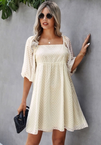 (Real Image)2022 Styles Women Fashion INS Styles Puff Midi Sleeve Bohemian Dress