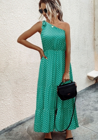 (Real Image)2022 Styles Women Fashion INS Styles Single Shoulder Bohemian Maxi Dress
