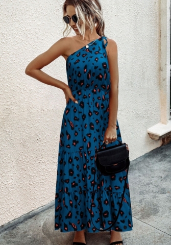 (Real Image)2022 Styles Women Fashion INS Styles Single Shoulder Bohemian Maxi Dress