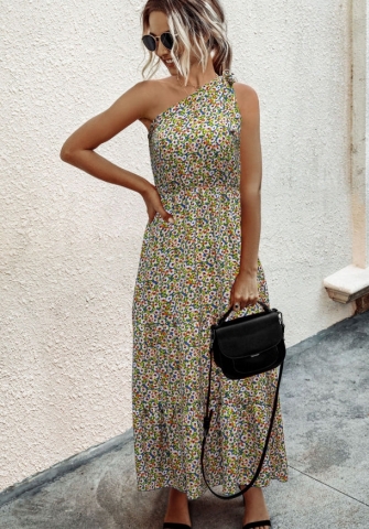 (Real Image)2022 Styles Women Fashion INS Styles Single Shoulder Bohemian Maxi Dress