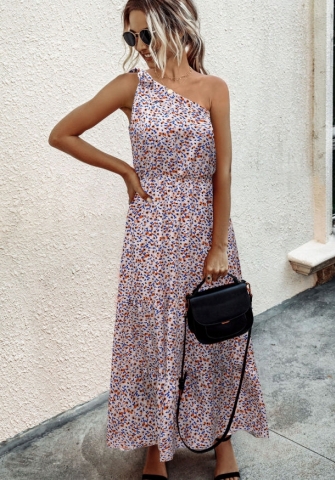 (Real Image)2022 Styles Women Fashion INS Styles Single Shoulder Bohemian Maxi Dress