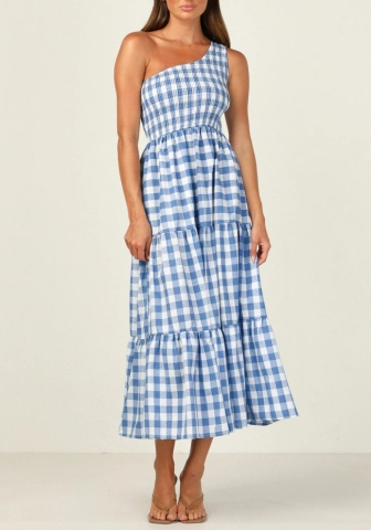 (Real Image)2022 Styles Women Fashion INS Styles Plaid Bohemian Maxi Dress